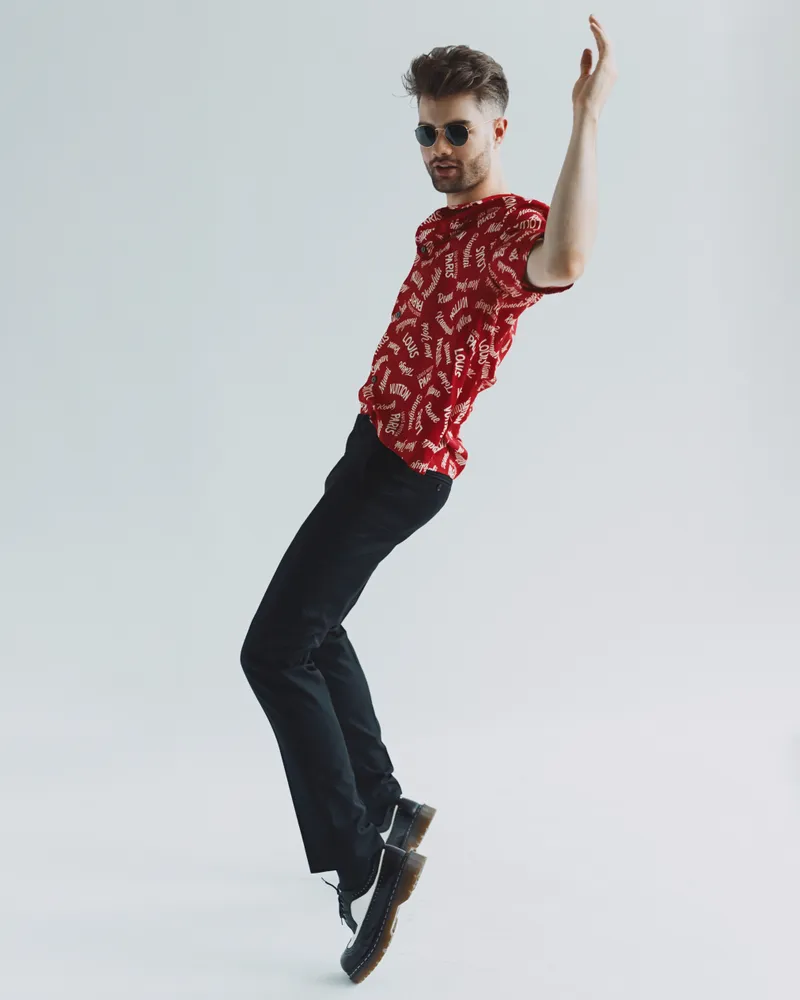 Expressive movement & red shirt