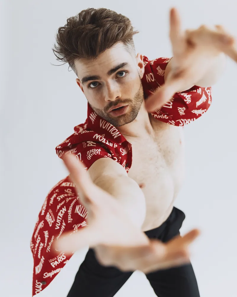 Expressive movement & red shirt